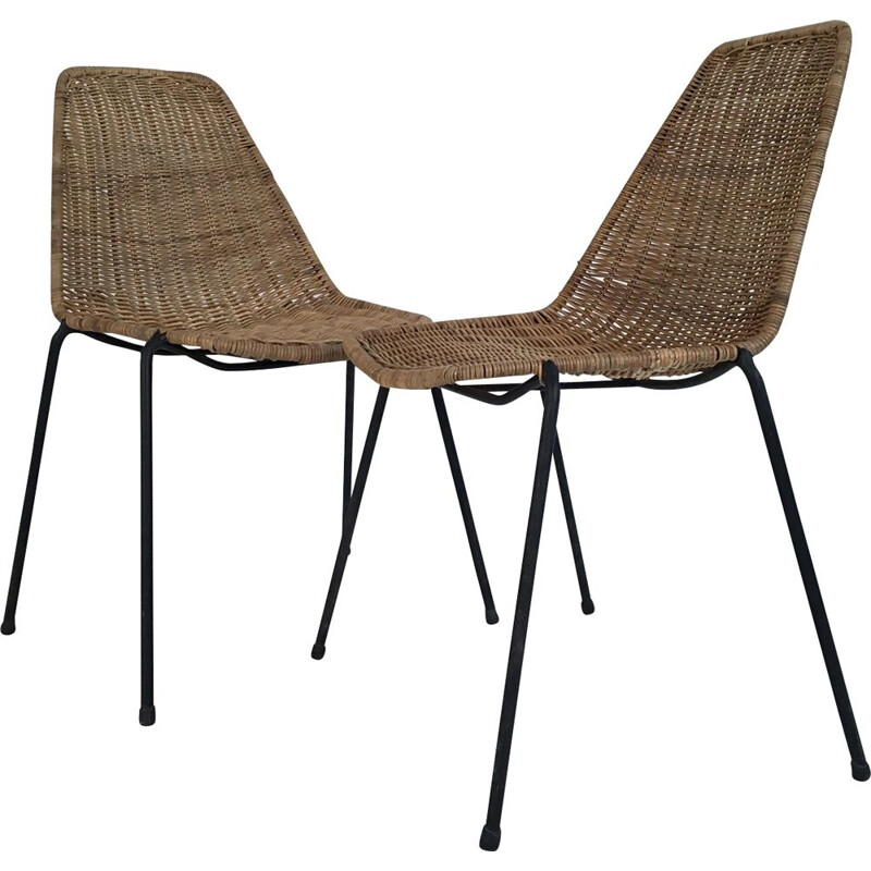 Pair of vintage wicker chairs by Campo and Graffi