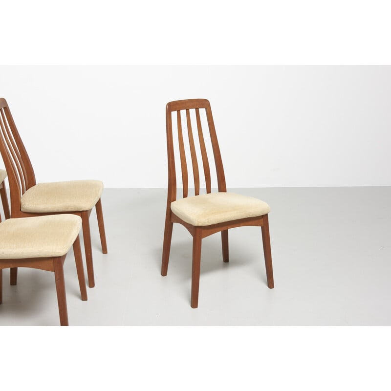 Ensemble de 6 chaises vintage en teck et velours Eva par Niels Koefoed, 1960