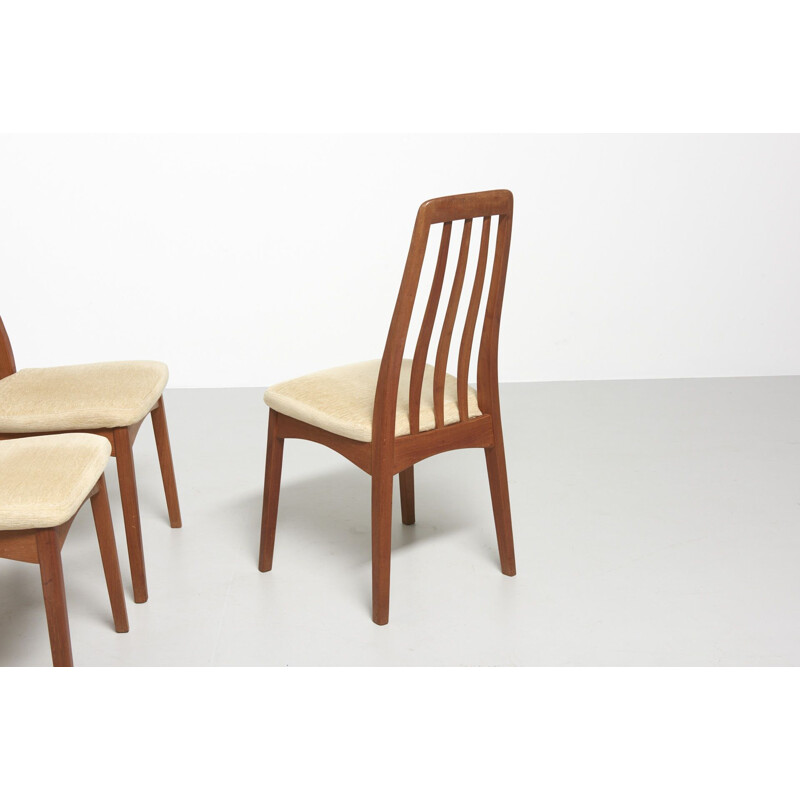 Set of 6 vintage teak and velvet Eva chairs by Niels Koefoed, 1960