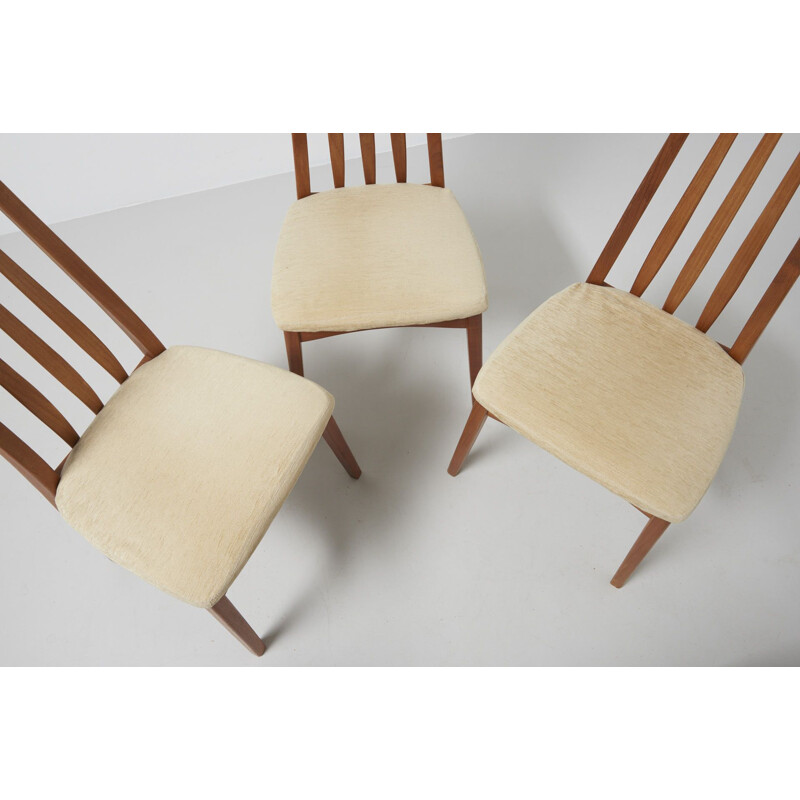 Set of 6 vintage teak and velvet Eva chairs by Niels Koefoed, 1960