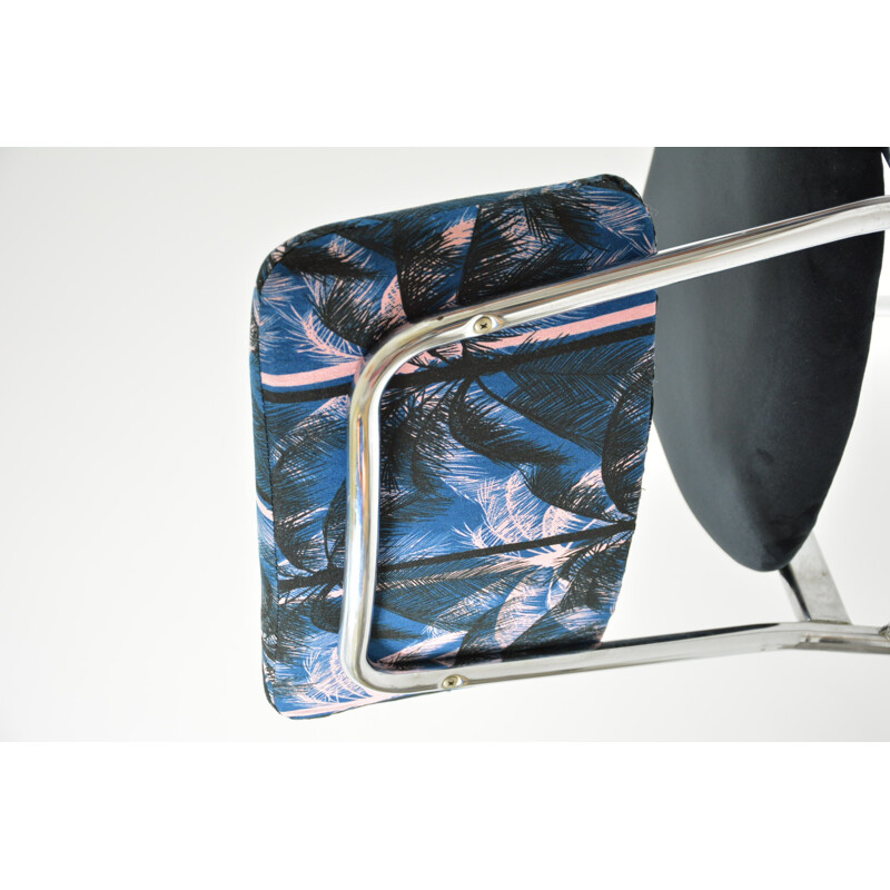 German vintage chair in black velvet and chrome 1980