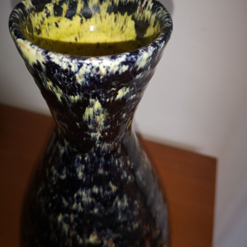 Vintage ceramic vase of Accolay in black ceramic 1960