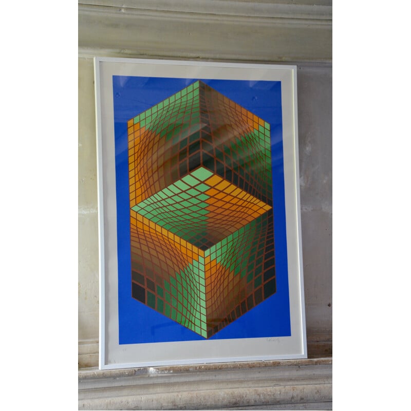 Vintage geniune serigraphy, Victor VASARELY - 1940s