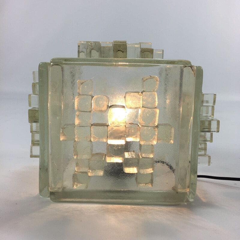 Vintage italian Apis table lamp for Poliarte in glass 1960s