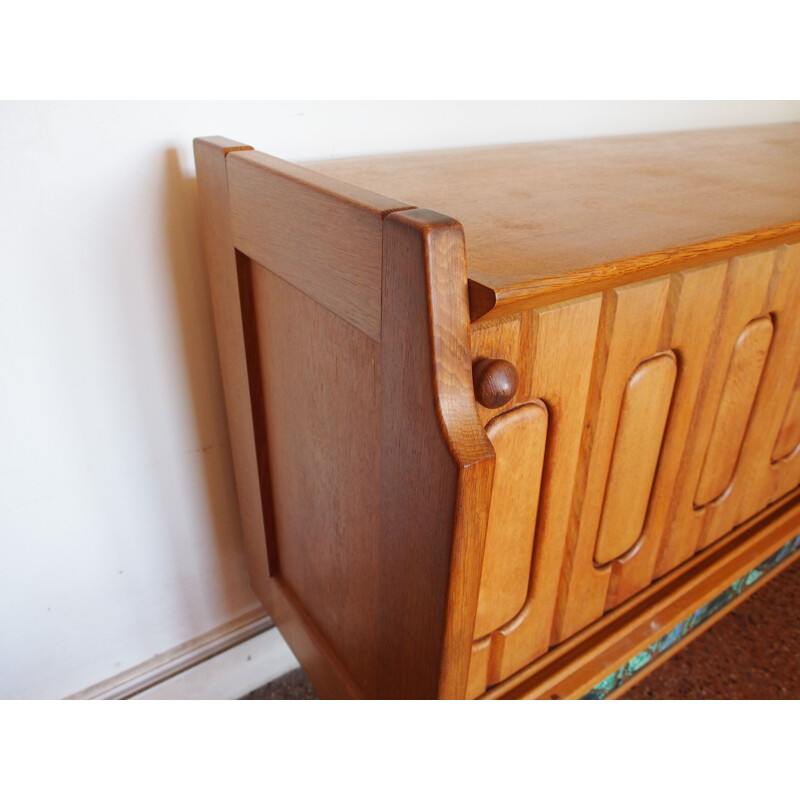 Vintage sideboard for Votre Maison in blond oak and ceramic 1970