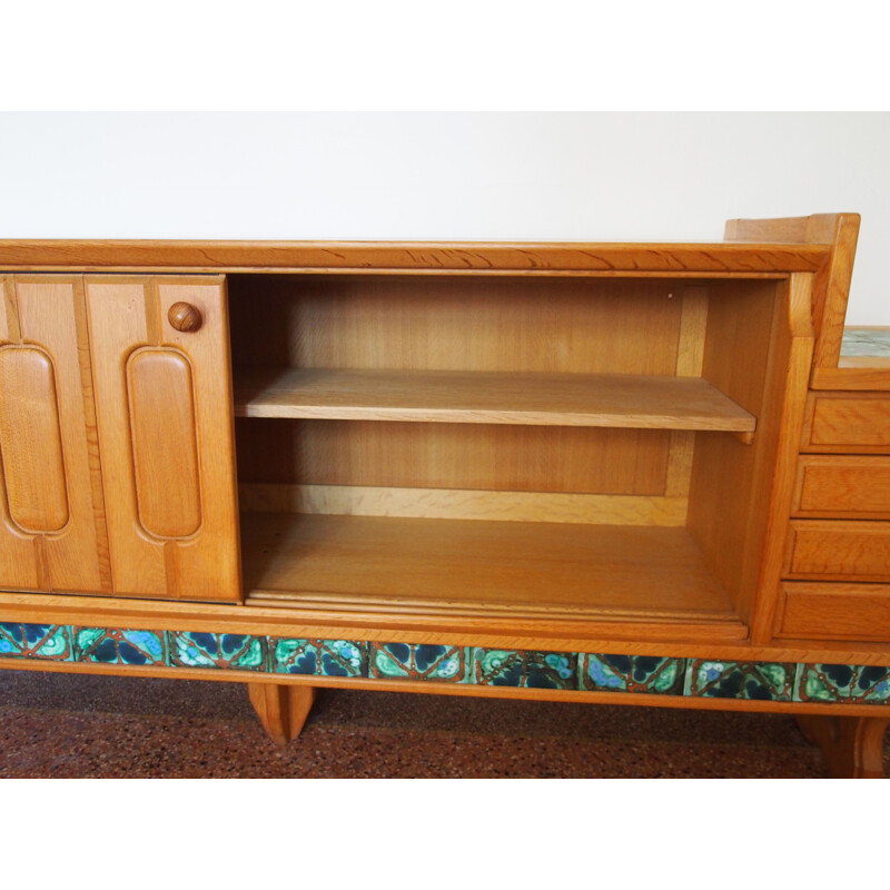 Vintage sideboard for Votre Maison in blond oak and ceramic 1970