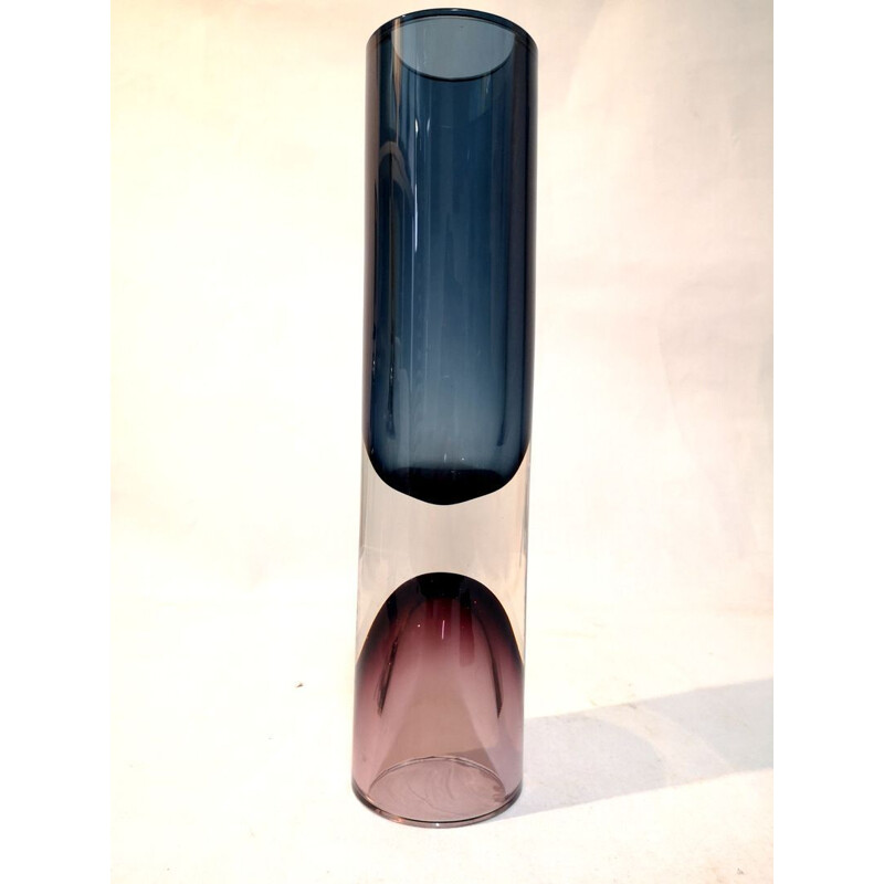 Vase vintage en verre bicolore par Tapio Wirkkala 1960s