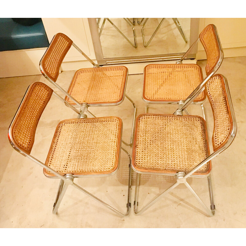 Set of 4 vintage folding chairs Plia by Giancarlo Piretti for Castelli 1960s