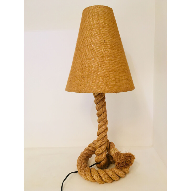 Large vintage table lamp in rope by Audoux and Minet 