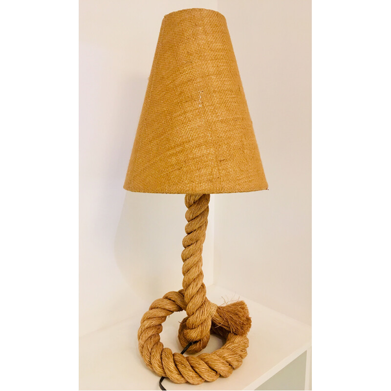 Large vintage table lamp in rope by Audoux and Minet 