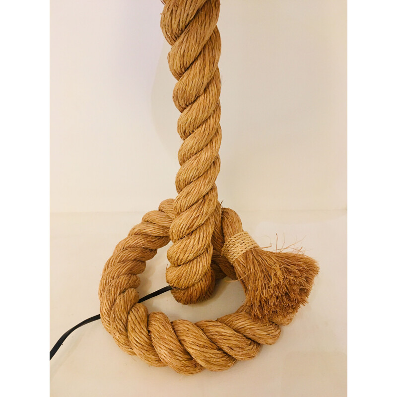 Large vintage table lamp in rope by Audoux and Minet 