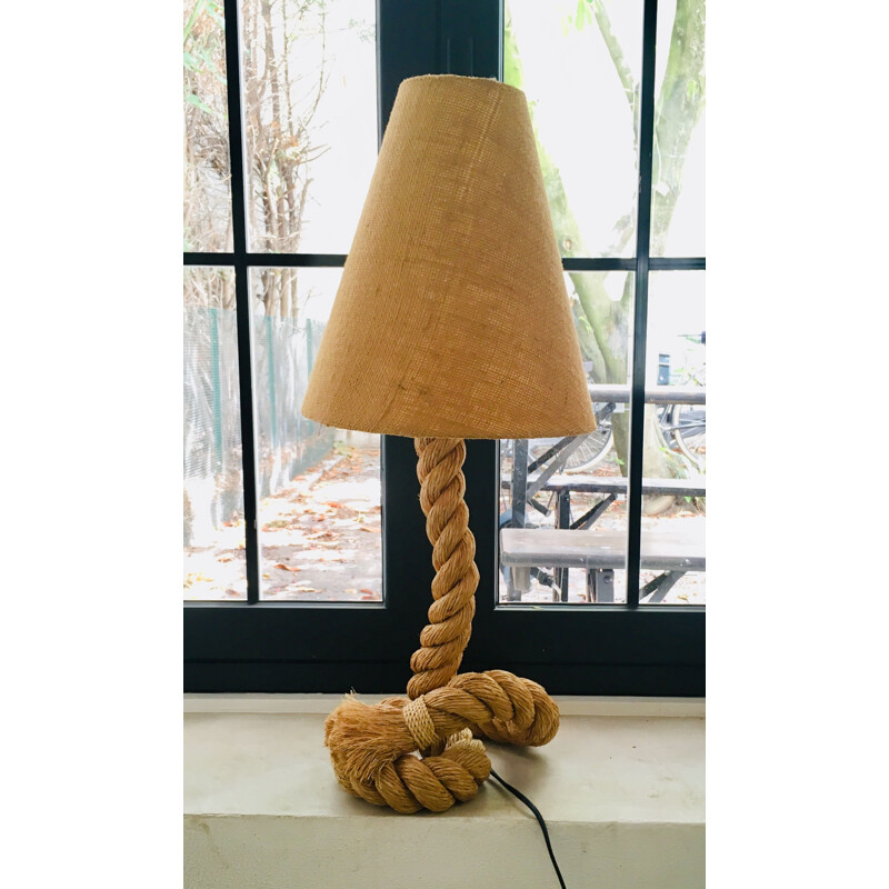 Grande lampe de table vintage en corde Audoux & Minet 