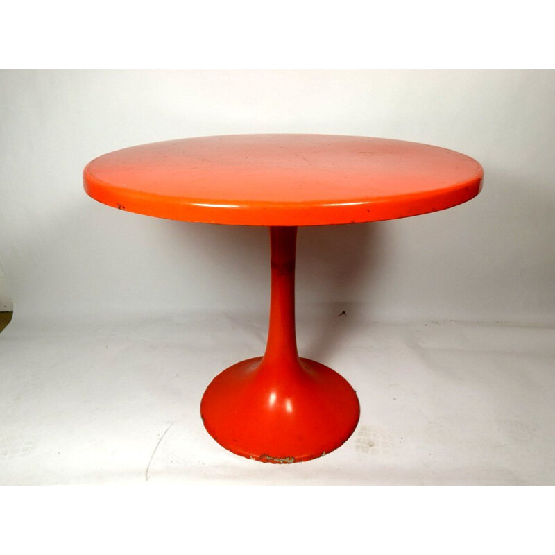 Vintage garden set Tulip table with 4 chairs orange 1960s