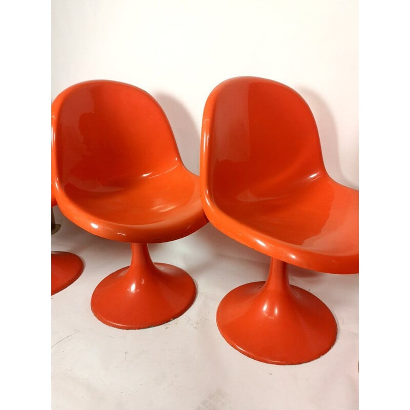 Vintage garden set Tulip table with 4 chairs orange 1960s