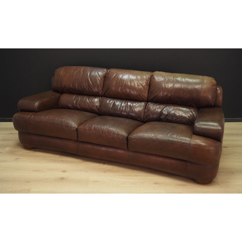 Danish vintage 3-seater sofa in brown leather