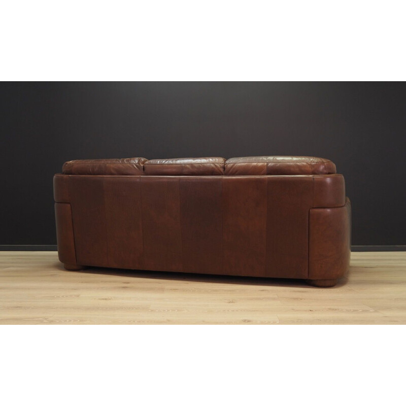 Danish vintage 3-seater sofa in brown leather