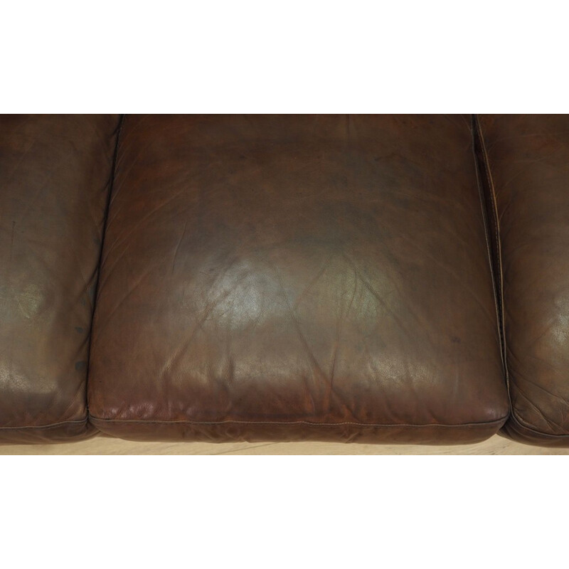 Danish vintage 3-seater sofa in brown leather