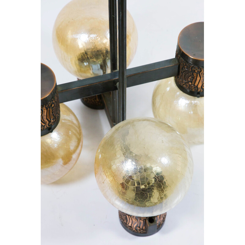 Vintage chandelier in copper with glass bulbs