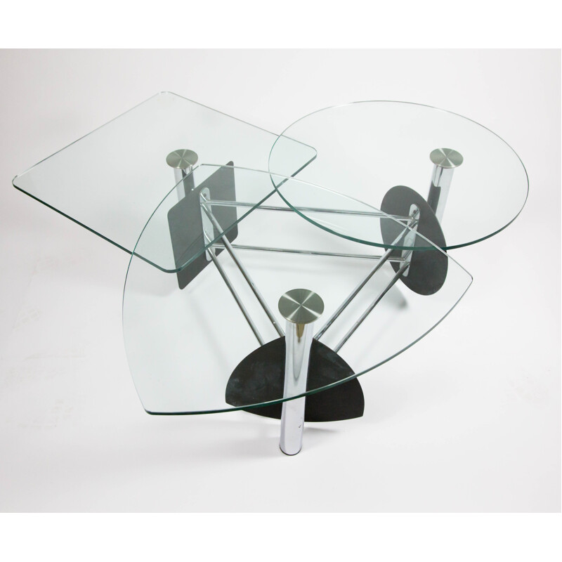 Vintage coffee table in steel and glass