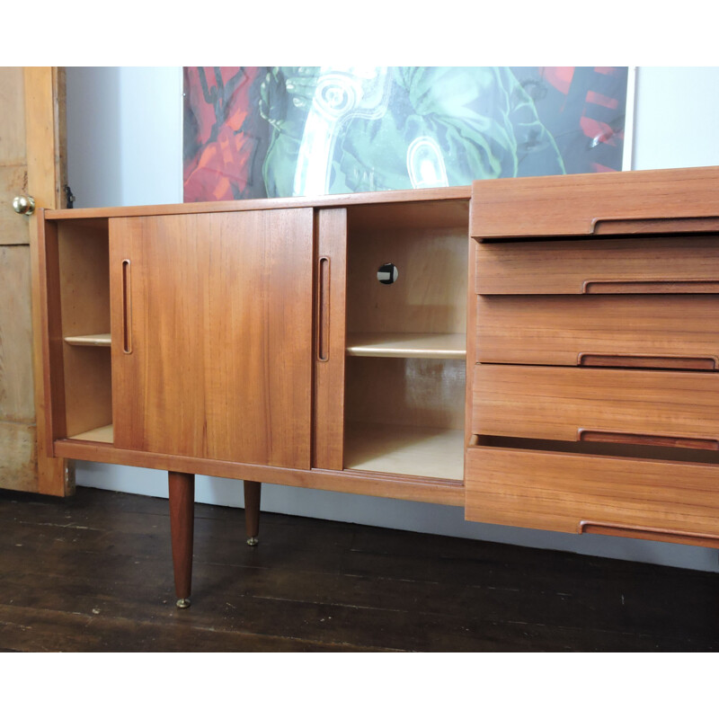 Vintage long sideboard in teak by Nils Jonsson for Hugo Troeds