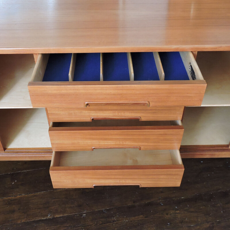 Vintage long sideboard in teak by Nils Jonsson for Hugo Troeds