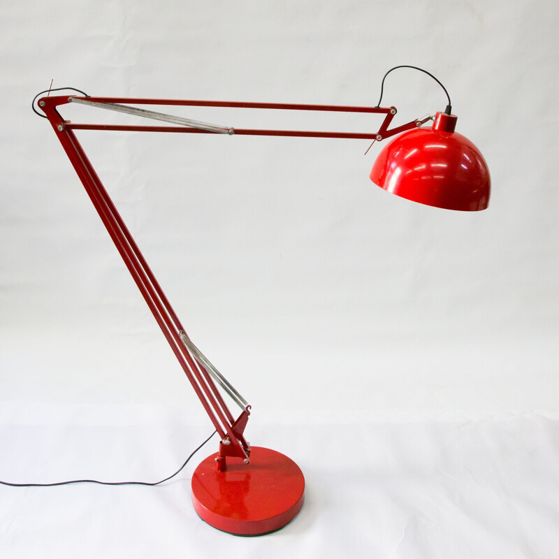 Lampadaire rouge vintage en fer