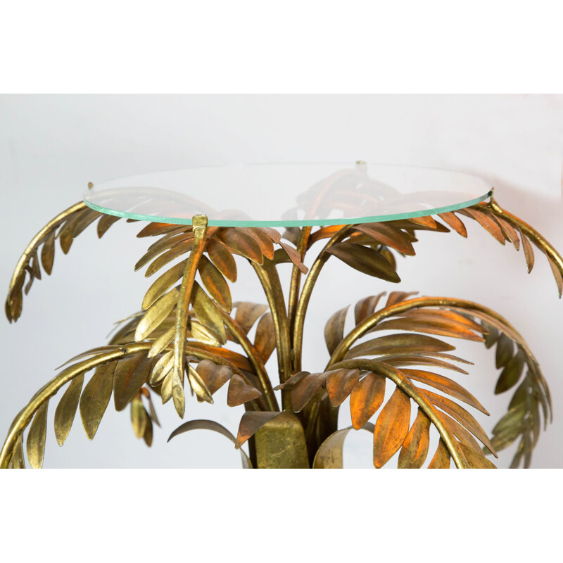 Large vintage Italian golden palm tree lamp, 1950s