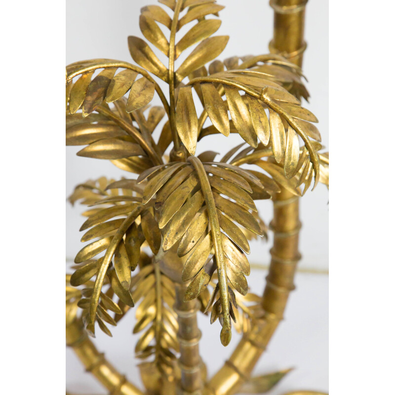 Grande lampe palmier vintage italienne dorée, 1950