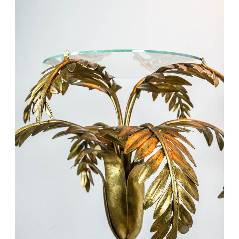 Large vintage Italian golden palm tree lamp, 1950s