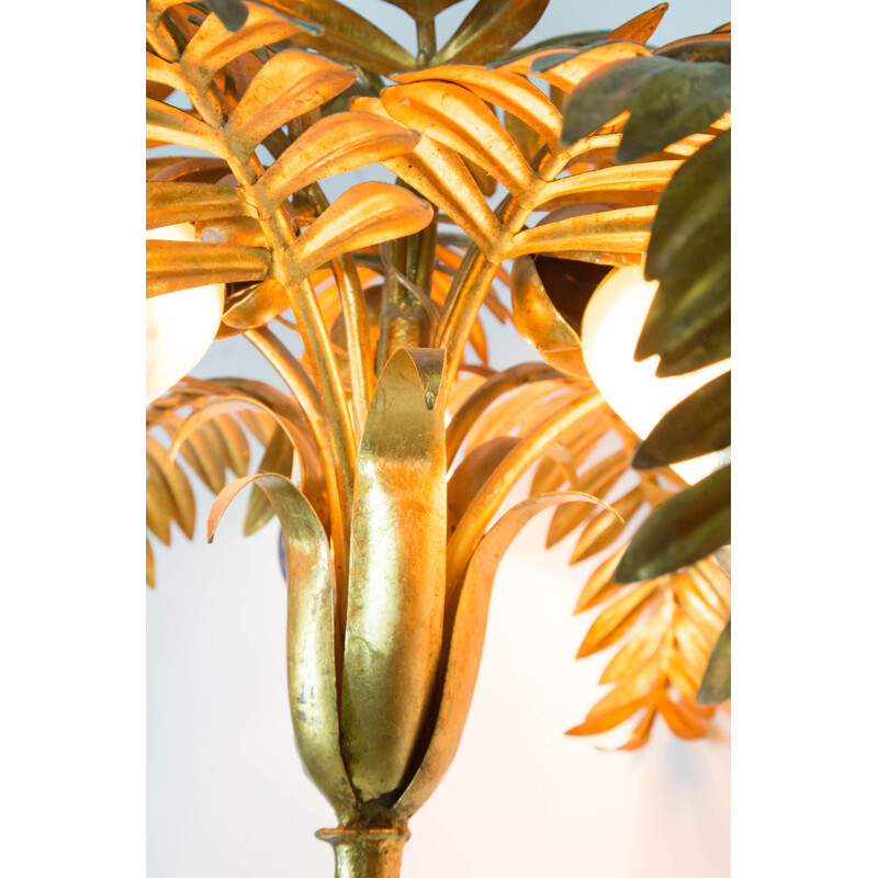 Large vintage Italian golden palm tree lamp, 1950s