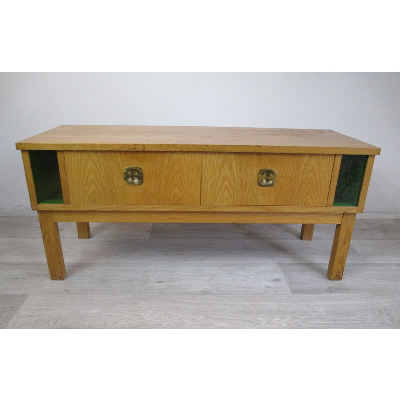 Vintage chest of drawers in wood and glass from the 70s