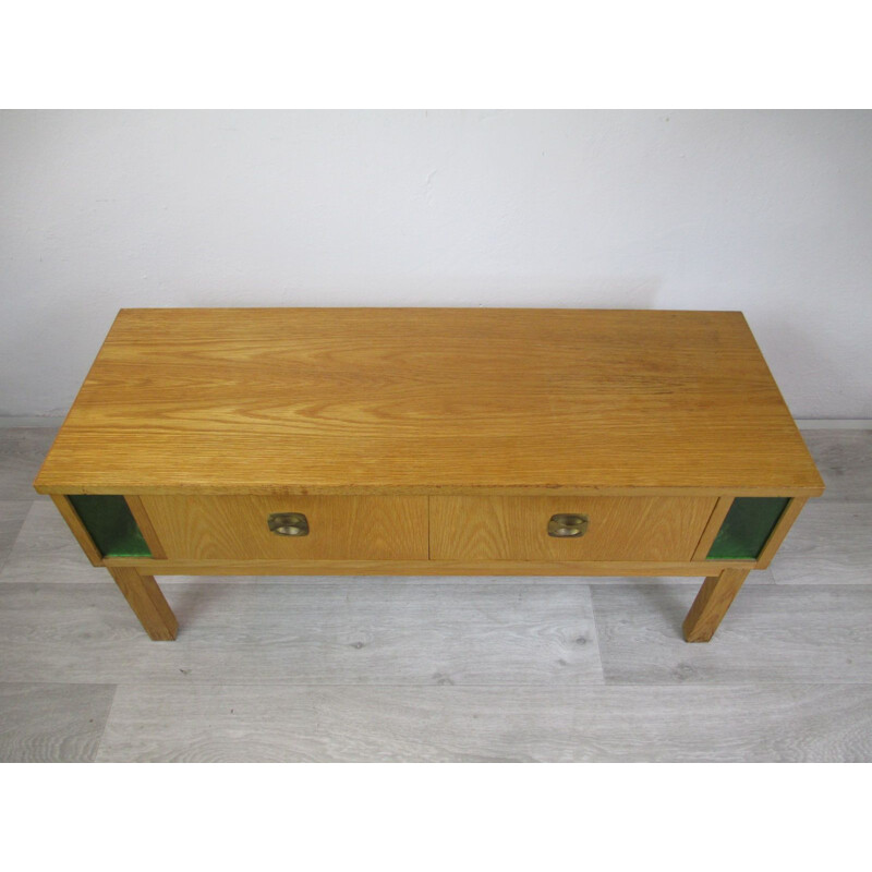 Vintage chest of drawers in wood and glass from the 70s