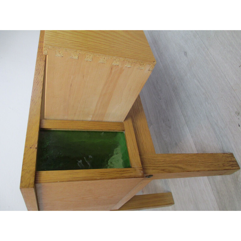 Vintage chest of drawers in wood and glass from the 70s