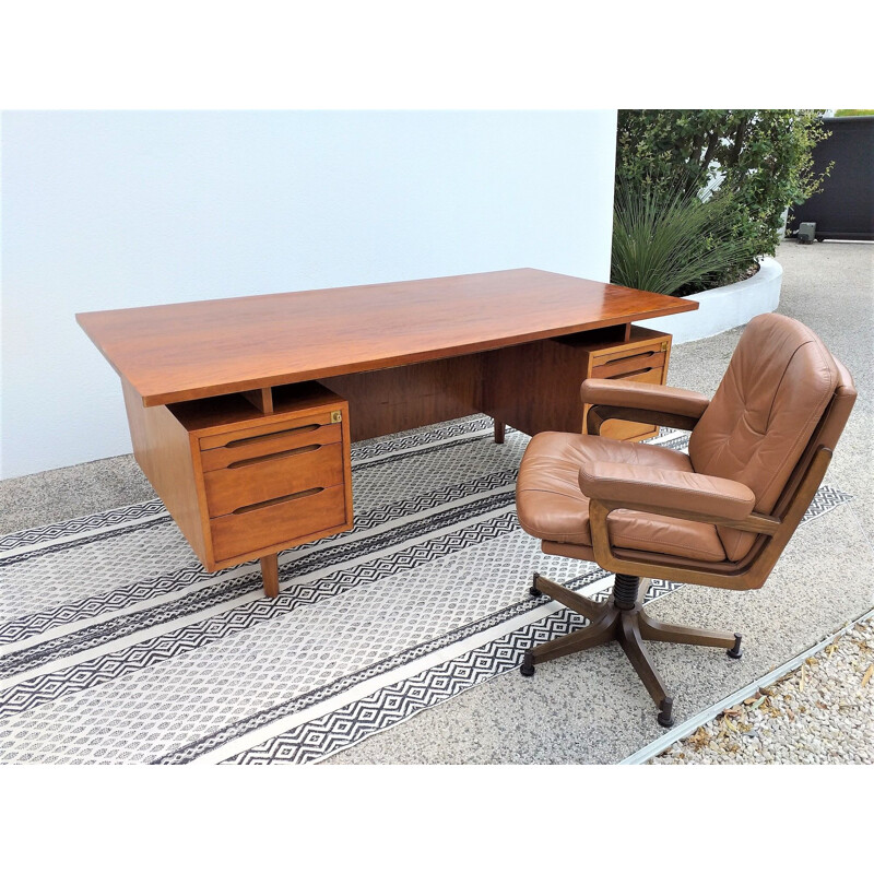 Large vintage rosewood desk 1960