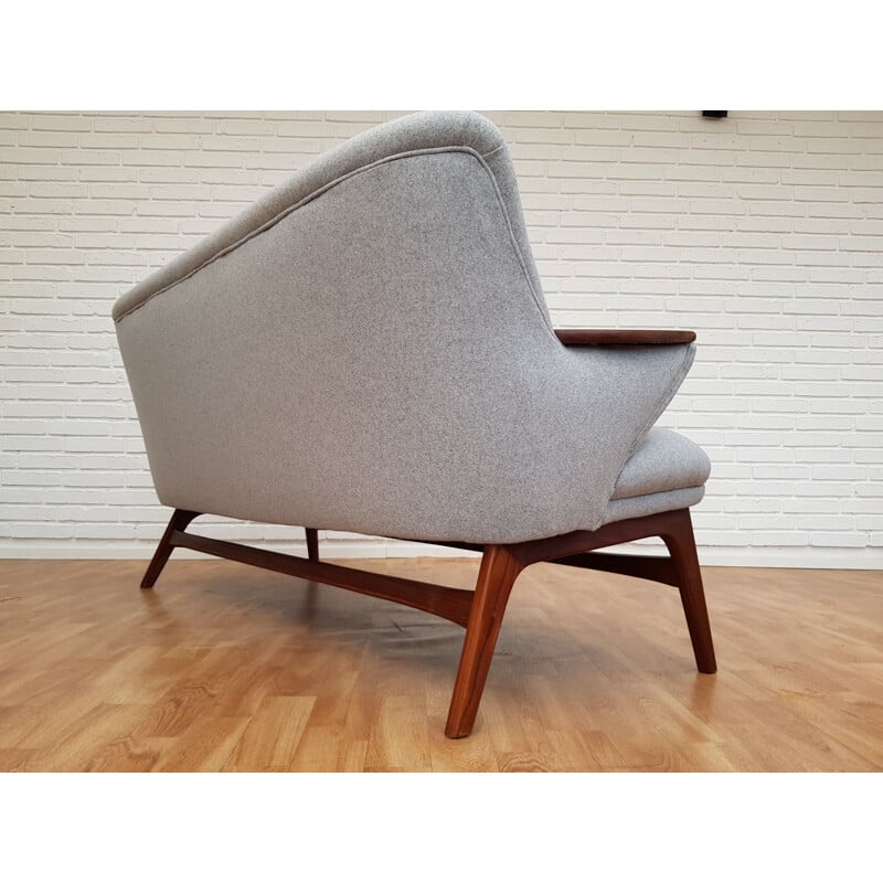 Vintage teak grey sofa 1960s