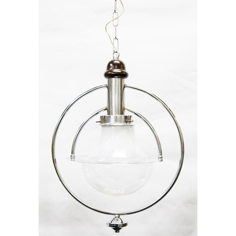 Vintage white pendant lamp in glass 1960s