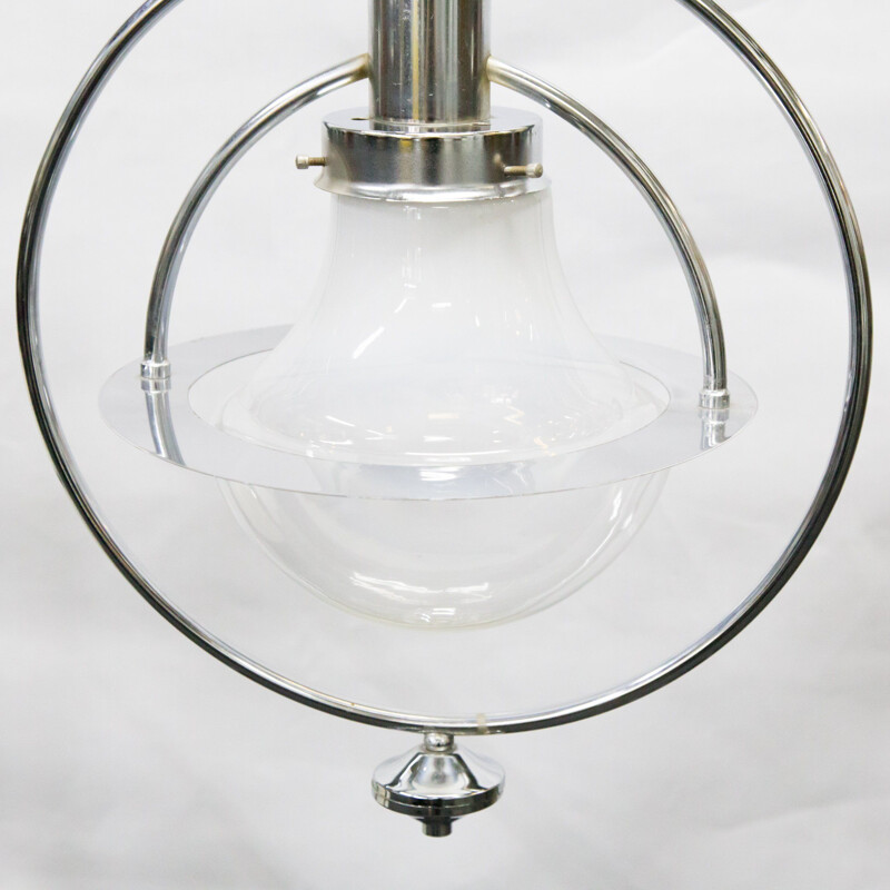 Vintage white pendant lamp in glass 1960s