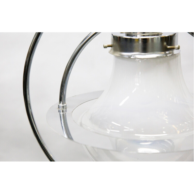 Vintage white pendant lamp in glass 1960s