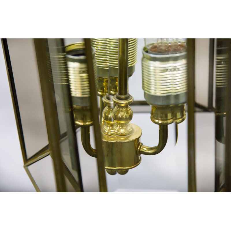 Vintage ceiling lamp in gold glass 1960s