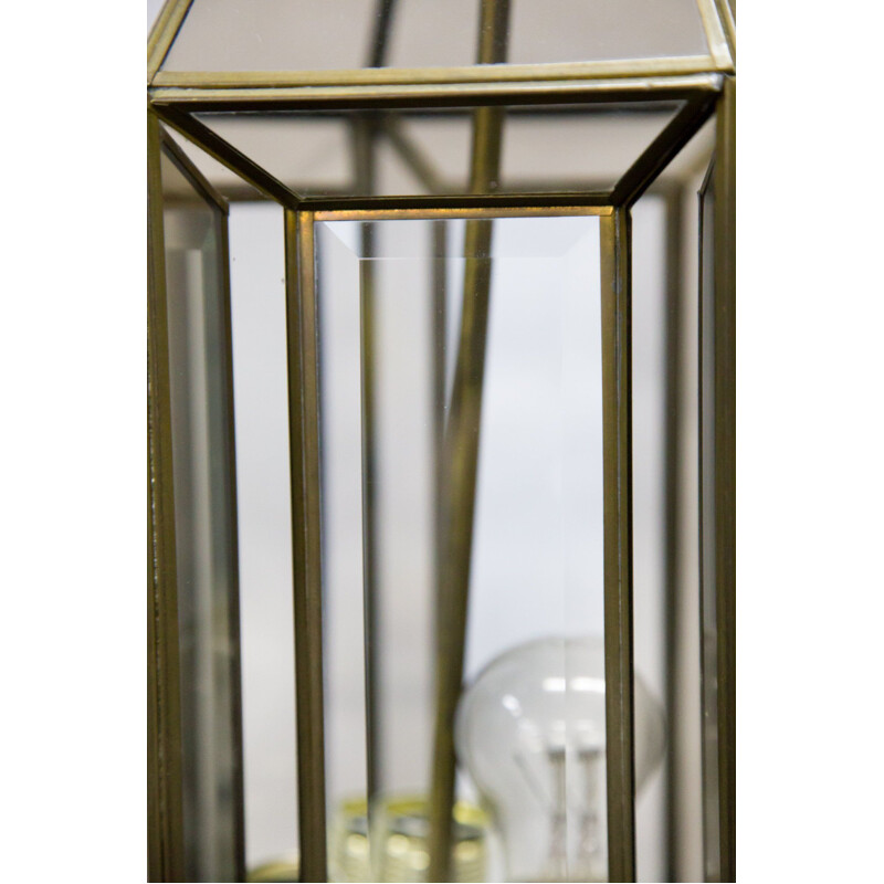 Plafonnier vintage verre doré 1960