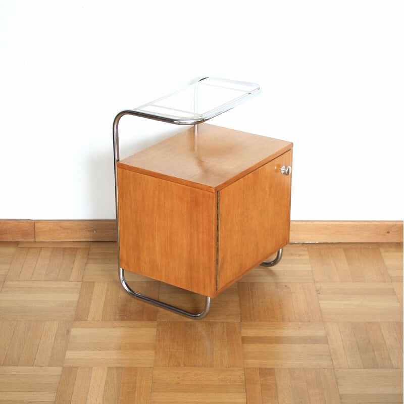 Vintage bedside table for Kovona in wood and steel 1960s