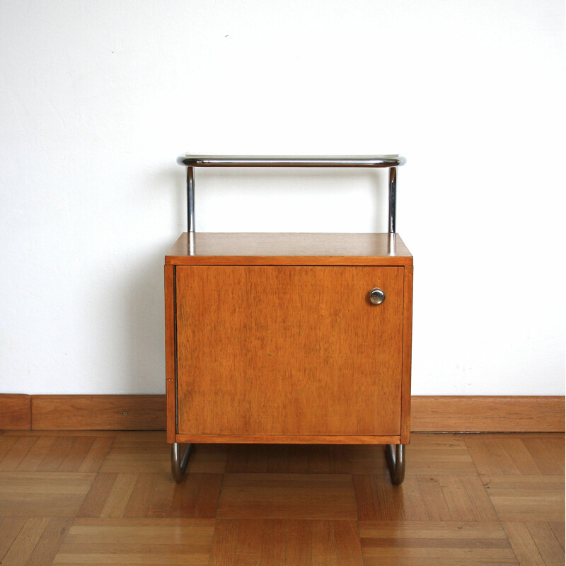 Vintage bedside table for Kovona in wood and steel 1960s