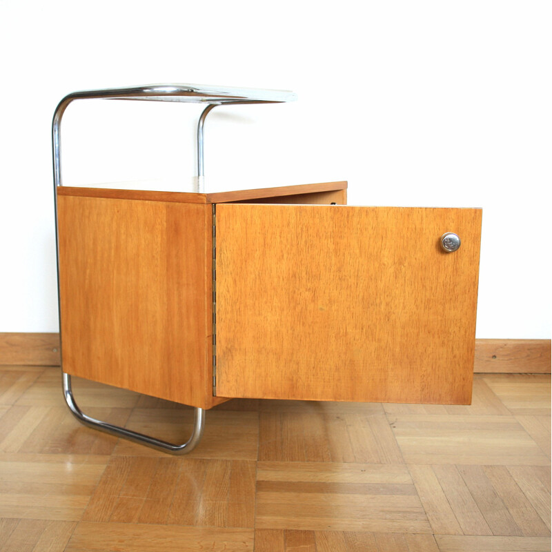 Vintage bedside table for Kovona in wood and steel 1960s