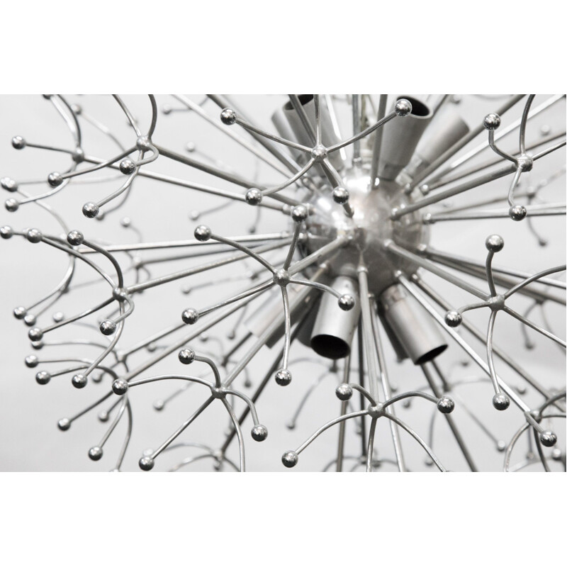 Lustre vintage Dandelion en chrome des années 1970