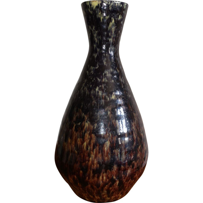 Vintage ceramic vase of Accolay in black ceramic 1960