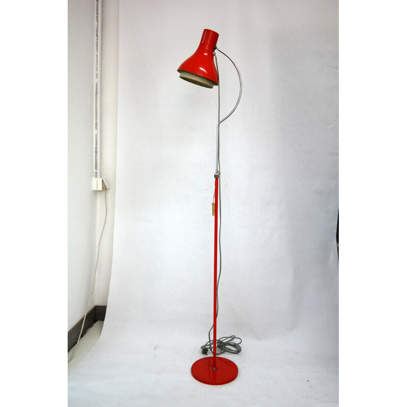 Lampadaire vintage rouge par Josef Hurka, années 1970
