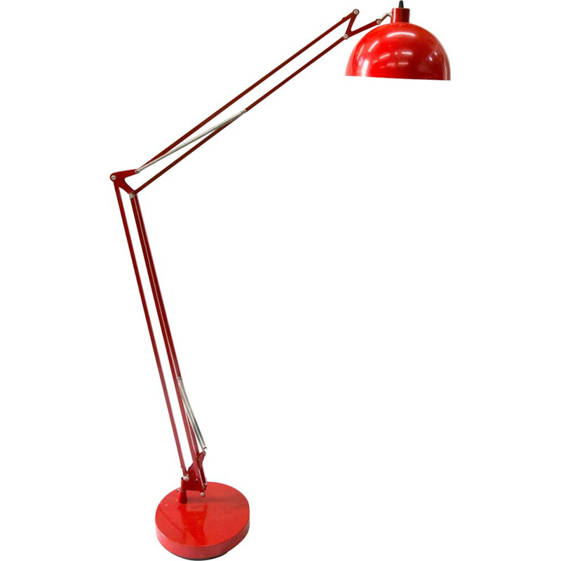 Vintage red floor lamp in iron