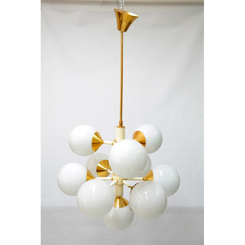 Vintage chandelier white 10 arms 1960s