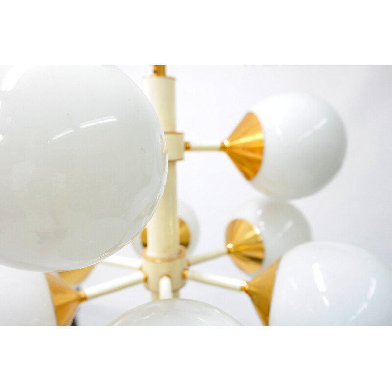 Vintage chandelier white 10 arms 1960s