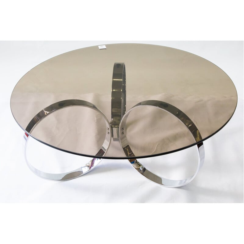 Vintage coffee table glass and chrome plated 1960s